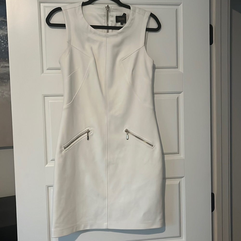Laundry white shift scuba dress 6